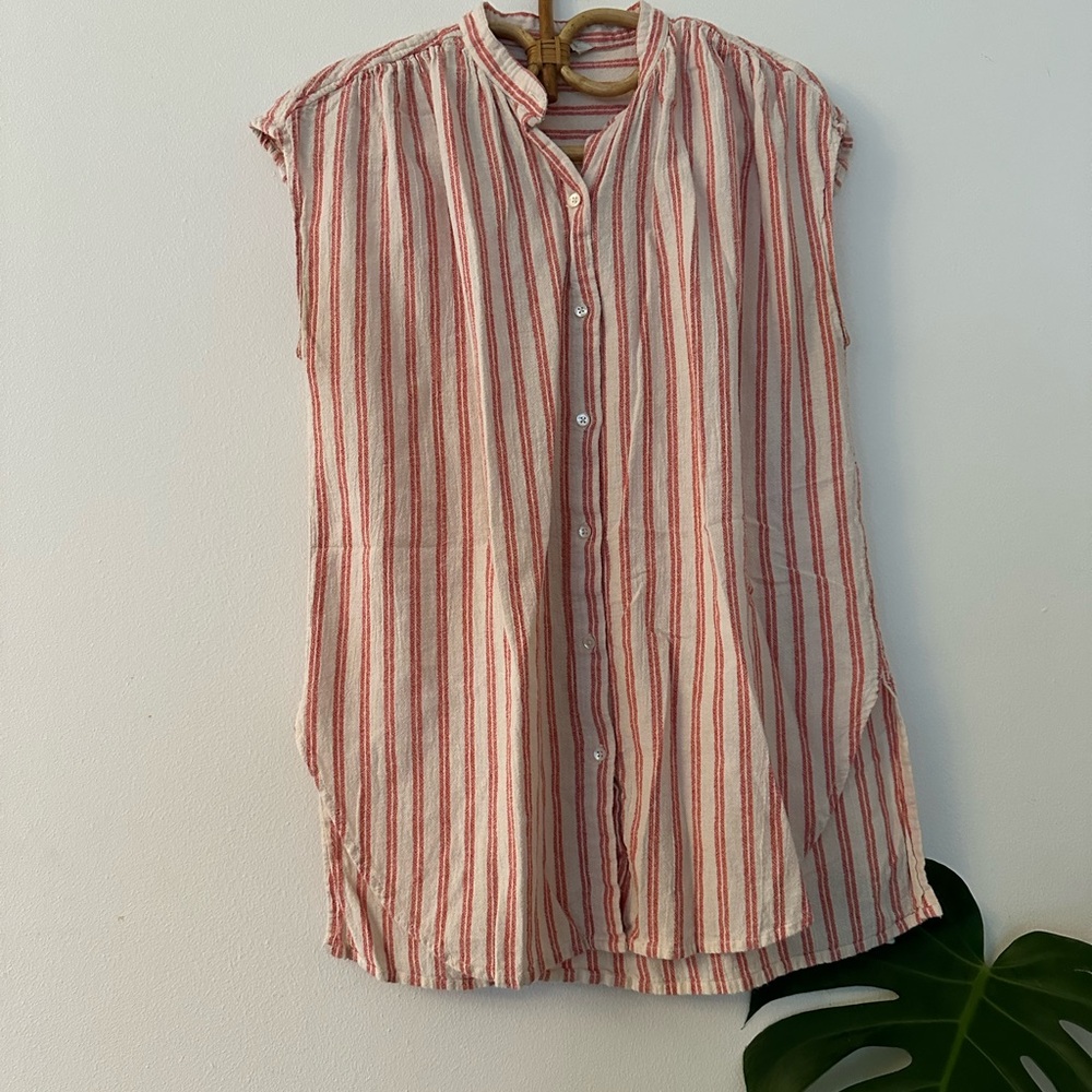 Lucky Brand Red and White Striped Blouse